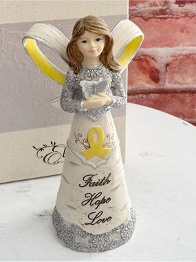 Faith Hope Love Angel Yellow Ribbon Figurine Pavilion Gift Collectible Figure